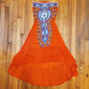 Boho Strapless Hi-Low Dress